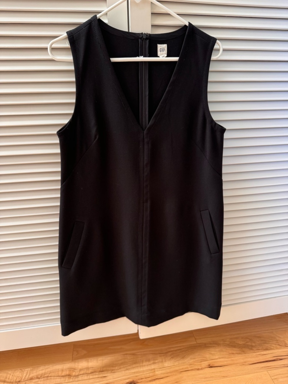GAP Deep Black Sleeveless V-Neck Shift Dress